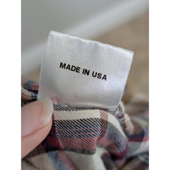 ORGANIC By John Patrick Tunic Button Down Shirt Dress Red Blue Plaid S Small - Picture 11 of 13